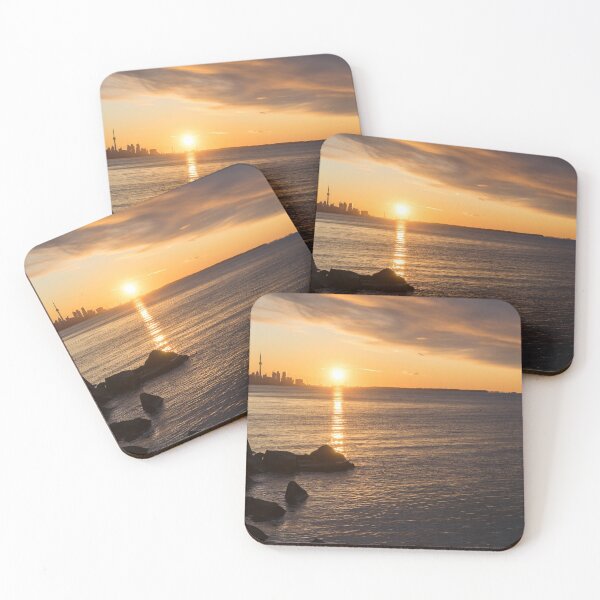 Item preview, Splendid Morning - Toronto Skyline Sunrise with Rough Rocks designed and sold by Georgia Mizuleva.