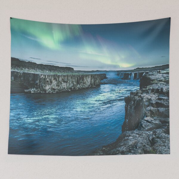 Item preview, phenomenon lake between mountains below northern lighs designed and sold by ImRotem.
