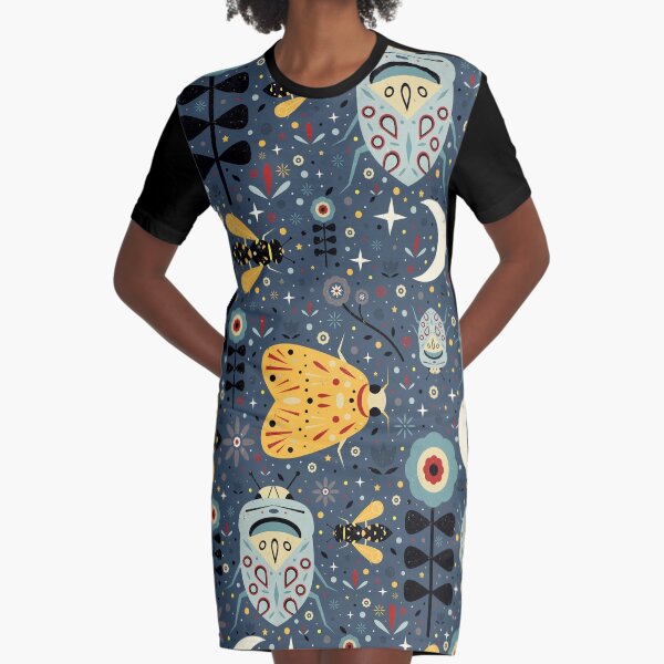 Midnight Bugs Graphic T-Shirt Dress