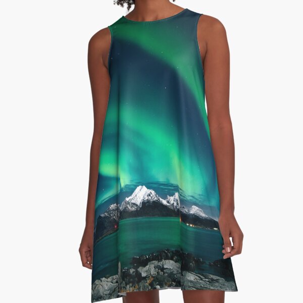 Item preview, northern lighs sky above snowed mountains with a phenomenon sea designed and sold by ImRotem.
