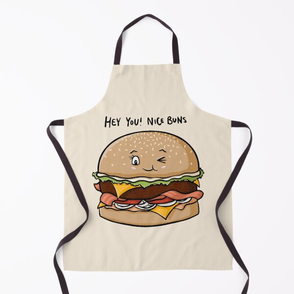 Item preview, Hey You! Nice Buns, Funny Burger Cartoon Pun Digital Illustration designed and sold by AlmightyClaire.