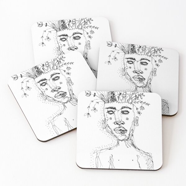 Item preview, Man With Flowers Sprouting Out Of Head Line Art designed and sold by inkxj.