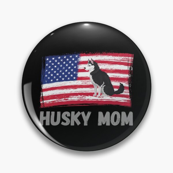 Item preview, Husky Mom with US Flag and Sitting Siberian Husky designed and sold by Labradoodlesetc.