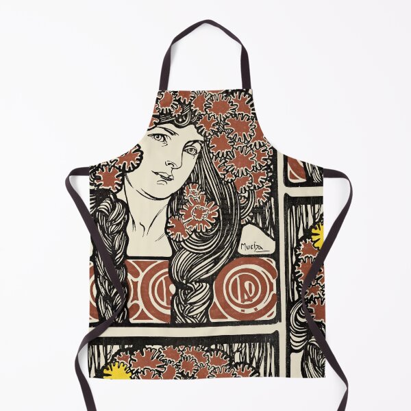 Item preview, Art Nouveau Woman Portrait with flowers in the hair. Mucha designed and sold by LeAllureVintage.
