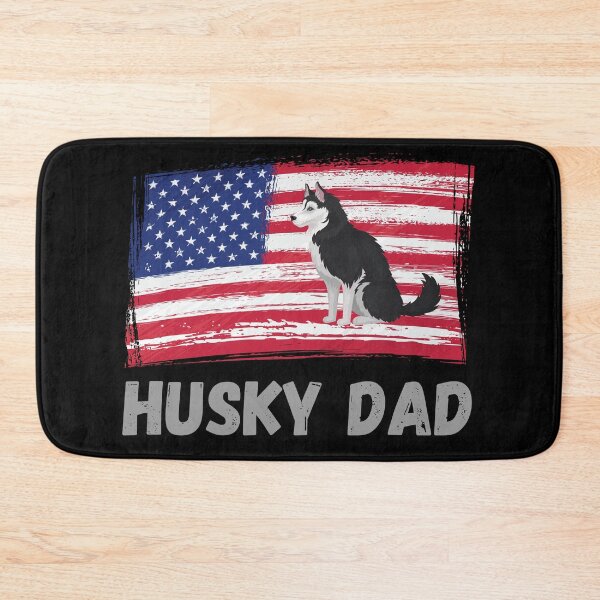 Item preview, Husky Dad with US Flag and Sitting Siberian Husky designed and sold by Labradoodlesetc.