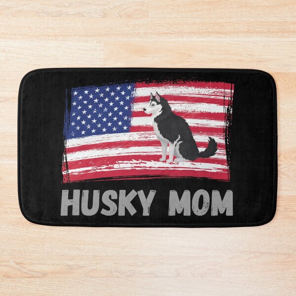 Item preview, Husky Mom with US Flag and Sitting Siberian Husky designed and sold by Labradoodlesetc.