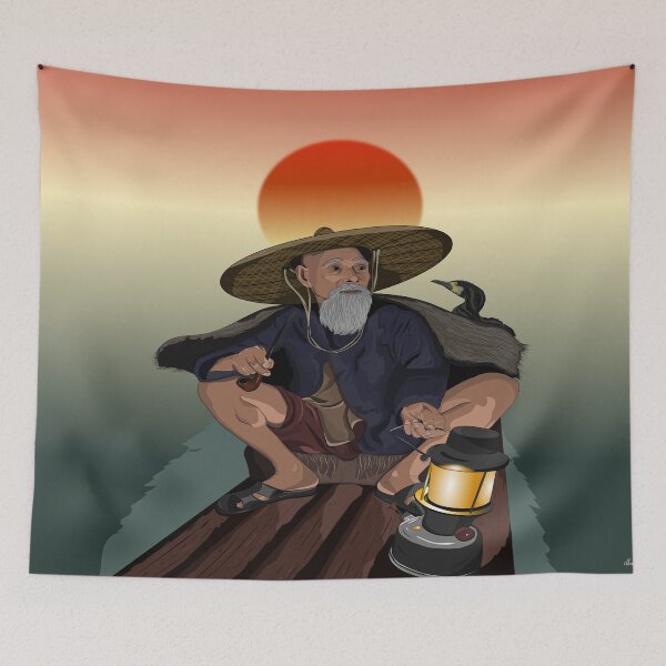 Item preview, Fisherman with cormorant designed and sold by illustrationx.