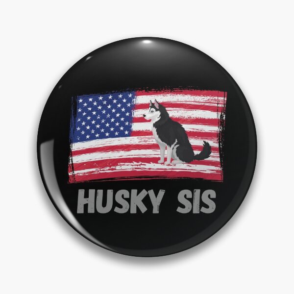 Item preview, Husky Sis with US Flag and Sitting Siberian Husky designed and sold by Labradoodlesetc.