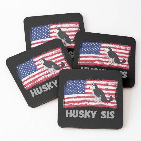 Item preview, Husky Sis with US Flag and Sitting Siberian Husky designed and sold by Labradoodlesetc.