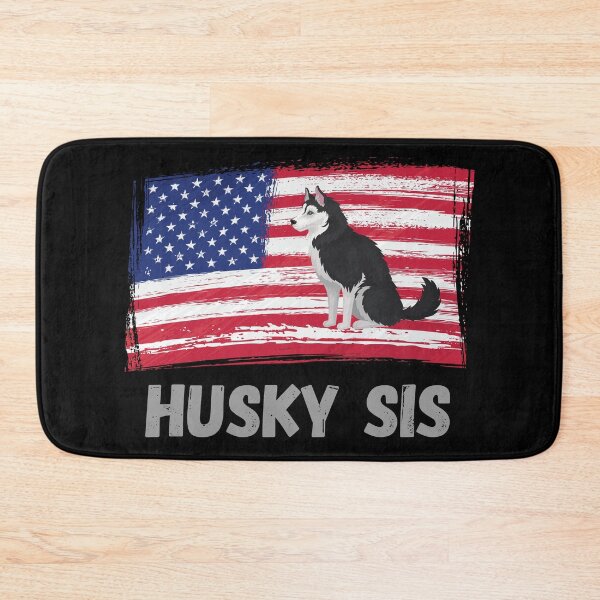 Item preview, Husky Sis with US Flag and Sitting Siberian Husky designed and sold by Labradoodlesetc.