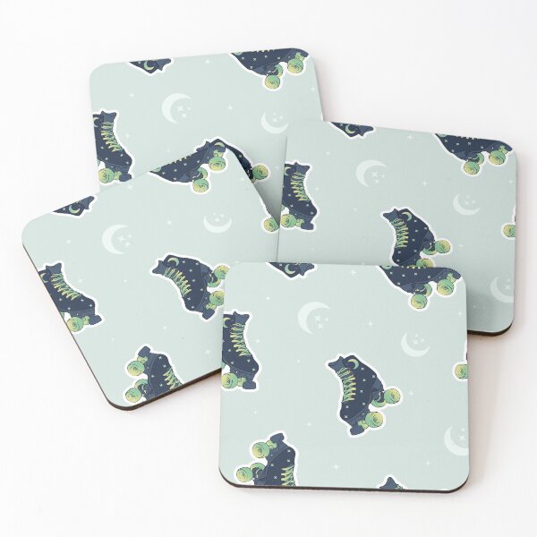 Item preview, Roller Skates with Fluorescent Crescent Moon and Stars on Menthe. designed and sold by AgaRyc.