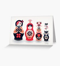 Russian Nesting Dolls – Hot Pink Greeting Card