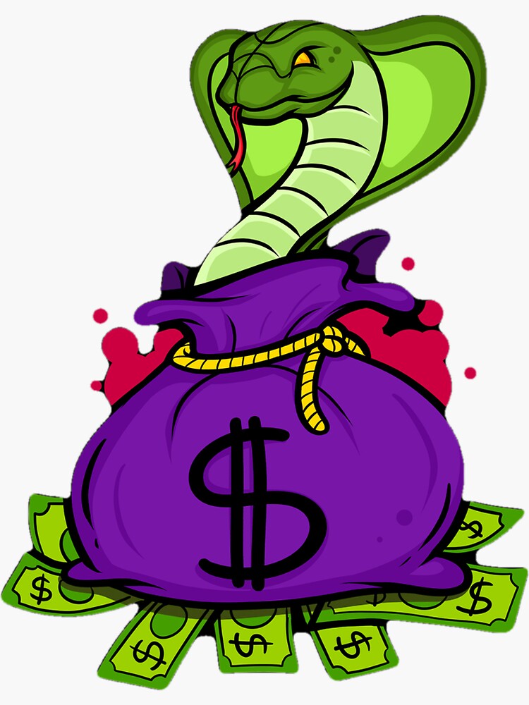 "snake and money bag cartoon" Sticker for Sale by beautifulcurve