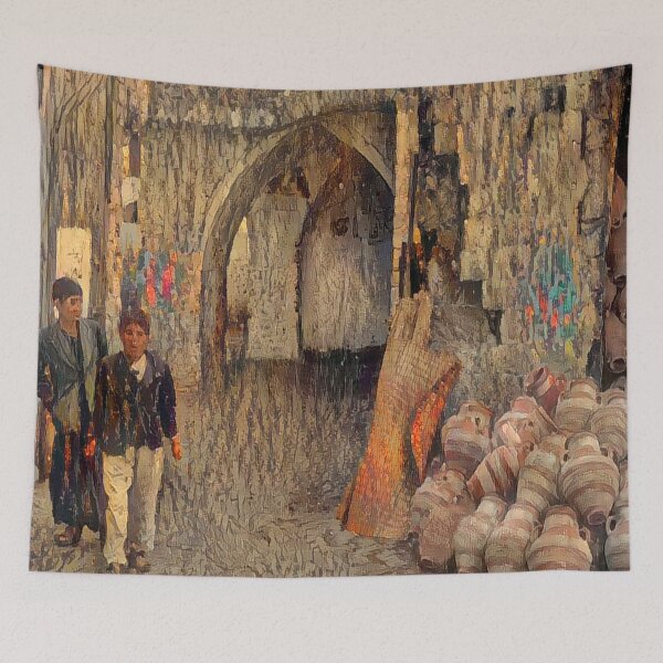 Item preview, Jars and People in Homs Souq - Cortes designed and sold by Homsalgia.