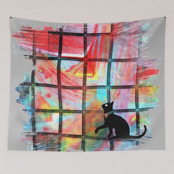 Item preview, [VinBasis] Red and black plaid pattern with black cat designed and sold by VinBasis.
