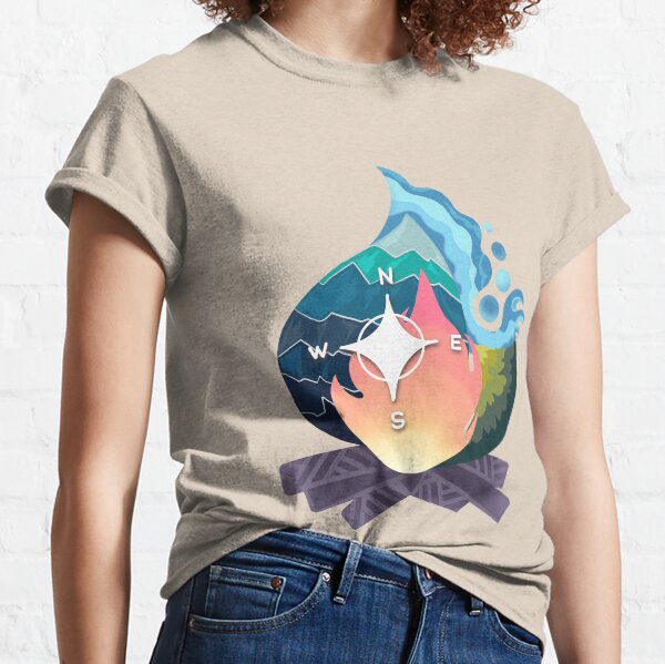 travel bonfire mountain forest sea Classic T-Shirt