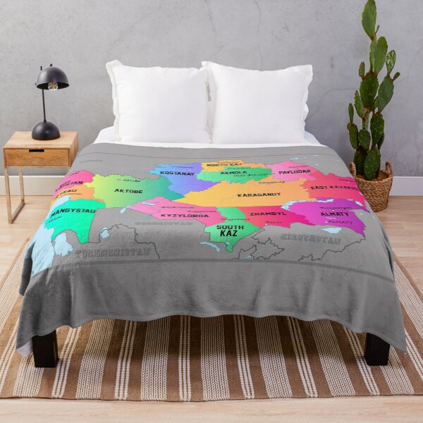 Item preview, Kazakhstan map, stylized map illustration with cities, borders, capital, administrative divisions designed and sold by mashmosh.