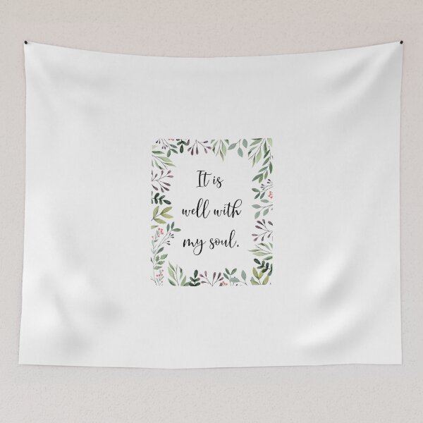 Item preview, It is well with my soul typography with greenery Christian hymn designed and sold by Home Decor Print Studio.