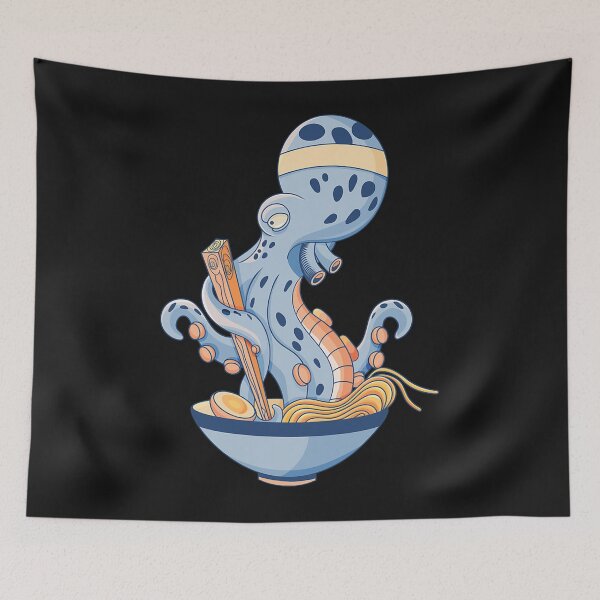 Item preview, Octopus eating ramen noodles designed and sold by ANABARRIOS.