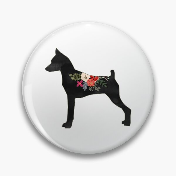 Min Pin Toy Dog Breed Boho Floral Silhouette Pin