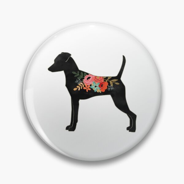Min Pin Toy Dog Breed Boho Floral Silhouette Pin