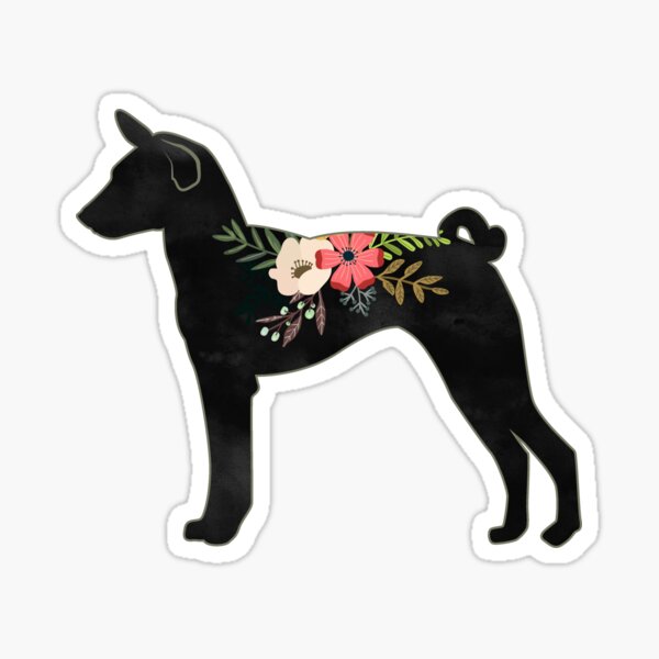Basenji Dog Breed Boho Floral Silhouette Sticker