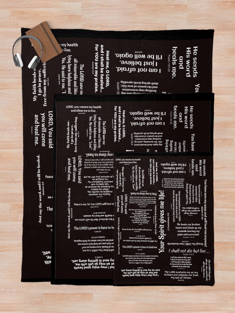 Alternate view of Healing Scriptures Blanket - Black Throw Blanket