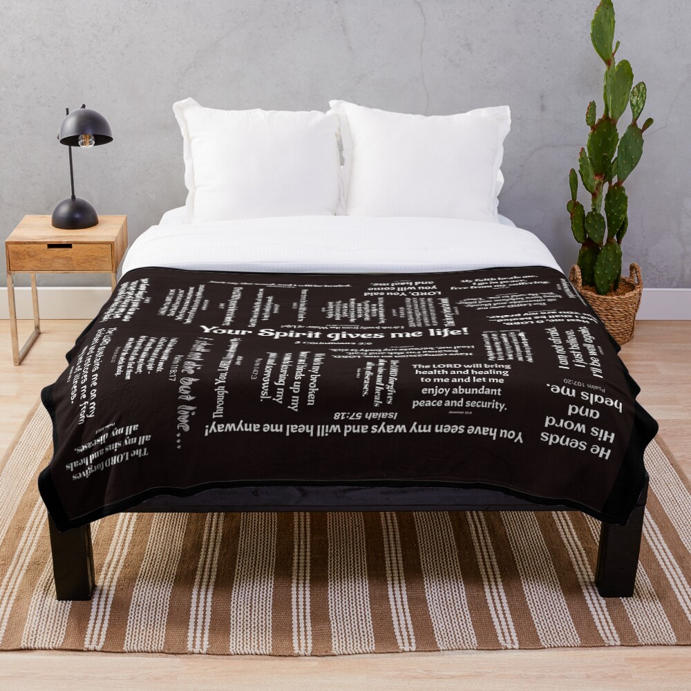 Healing Scriptures Blanket - Black Throw Blanket