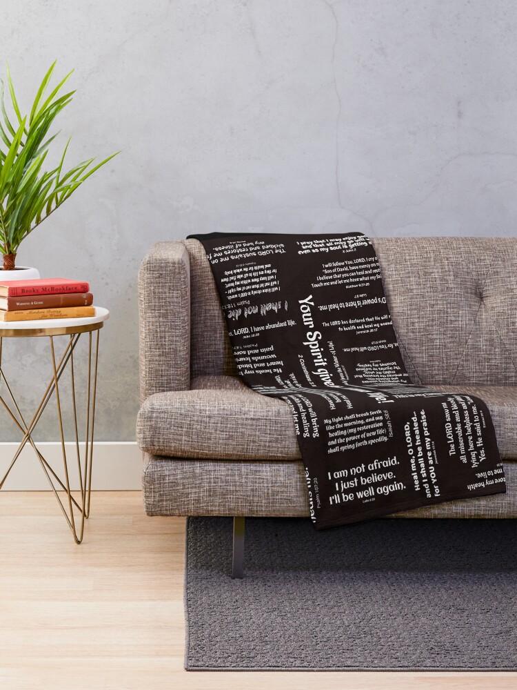 Alternate view of Healing Scriptures Blanket - Black Throw Blanket