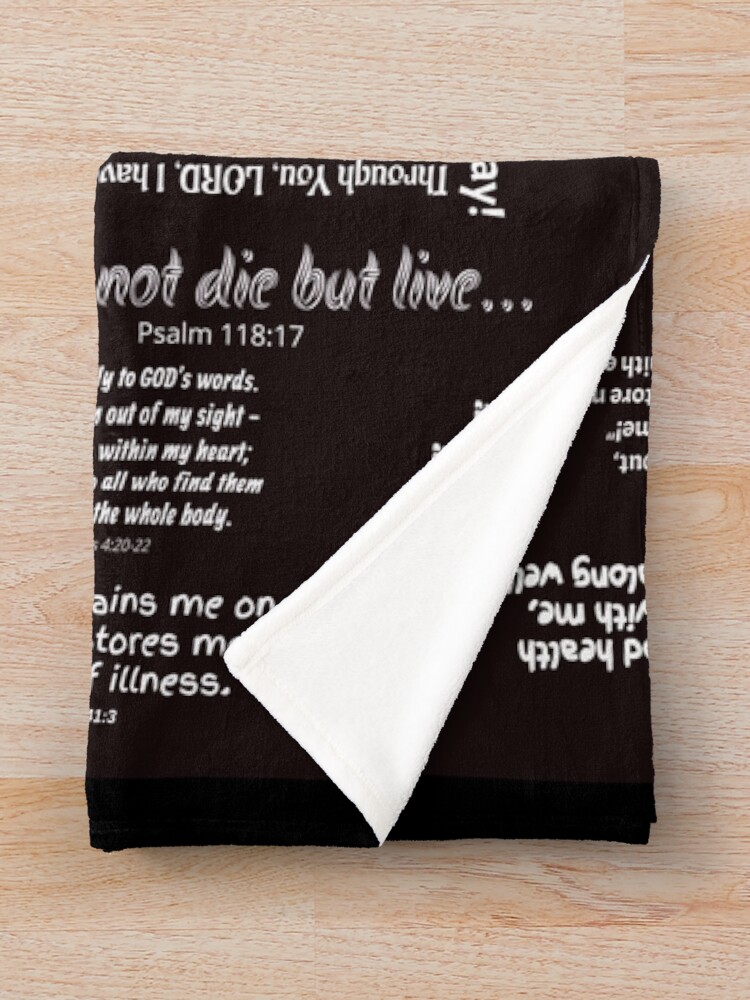 Alternate view of Healing Scriptures Blanket - Black Throw Blanket