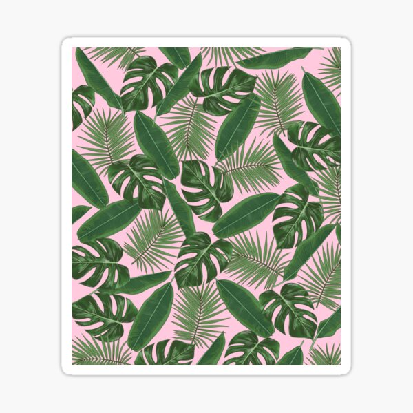 Item preview, Tropical Green Leaves Pattern on Pink designed and sold by OneThreeSix.