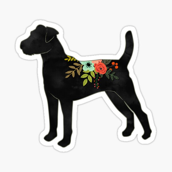 Parson Russell Terrier Dog Breed Boho Floral Silhouette Sticker