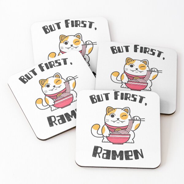 Item preview, But First Ramen Winking Cat Kawaii Anime Otaku Japanese Ramen Noodles designed and sold by EricJP.