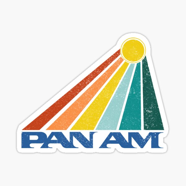 Pan Am Sonnenuntergang Logo Weiß Distressed Rainbow Sunbeam Sticker