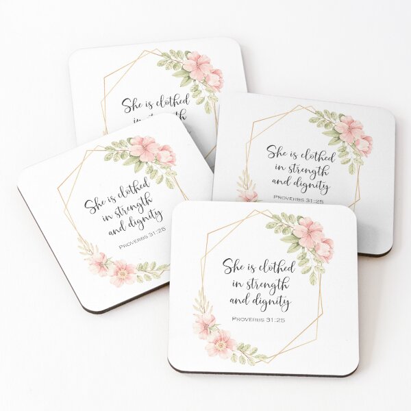 Item preview, She is clothed in strength and dignity pink floral from Proverbs 31:25 - Mother's Day Gift designed and sold by Home Decor Print Studio.