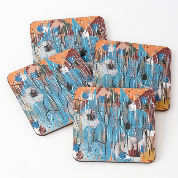 Item preview, colorful abstract and geometric shapes of a rainy and windy day designed and sold by Delqabel.