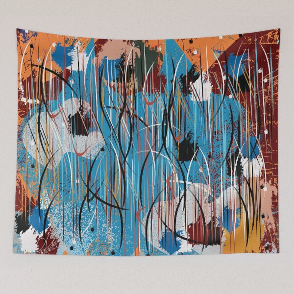 Item preview, colorful abstract and geometric shapes of a rainy and windy day designed and sold by Delqabel.