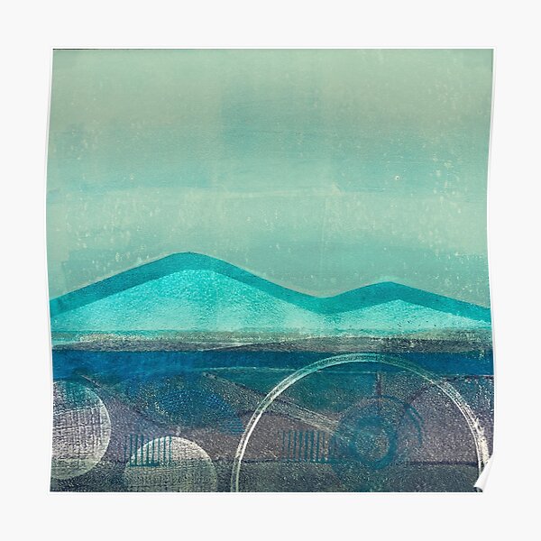 Blue mountains: landscape art print Poster