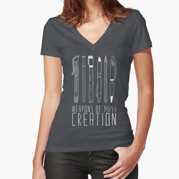 Weapons Of Mass Creation (on grey) Fitted V-Neck T-Shirt