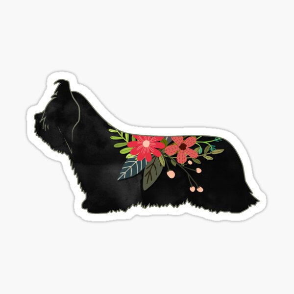Skye Terrier Dog Breed Boho Floral Silhouette Sticker
