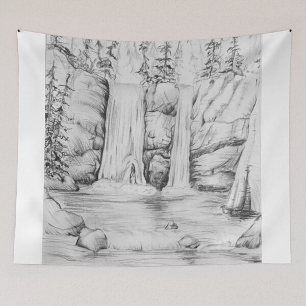 Item preview, Black and white landscape drawing designed and sold by MariiaCreation.