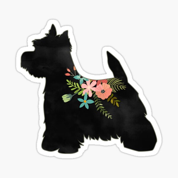 Westie Terrier Dog Breed Boho Floral Silhouette Sticker