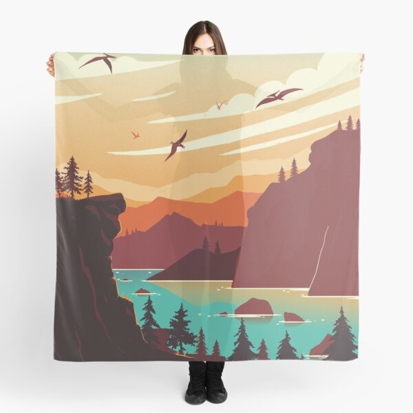 Welcome to an other landscape with some dumbs pterosaurs Foulard
