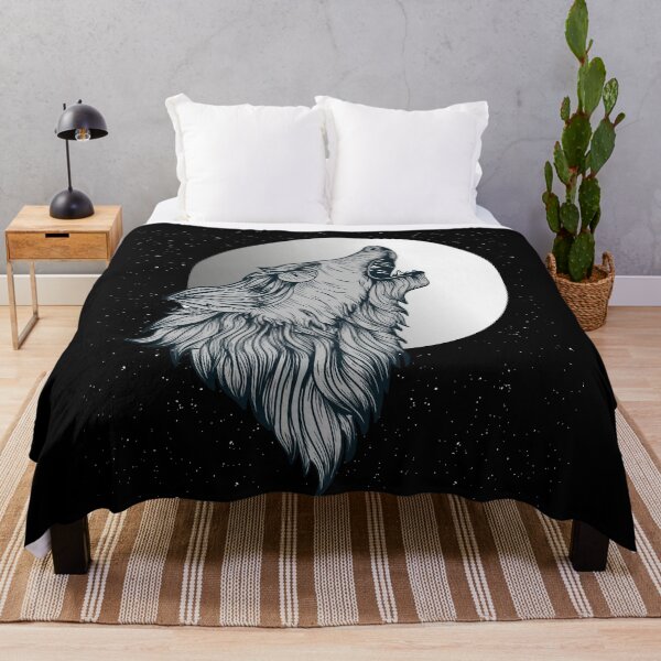 Item preview, Howling wolf cartoon under a  full moon designed and sold by ajtechdesigns.