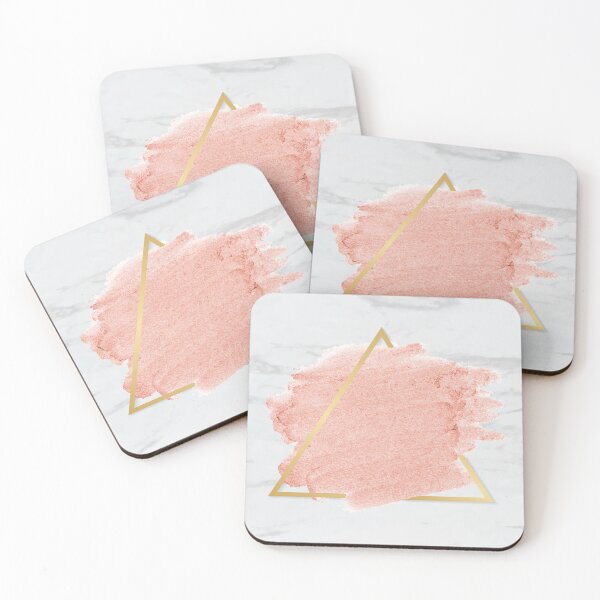 Item preview, White Marble & Pink Geometric Triangle designed and sold by newburyboutique.