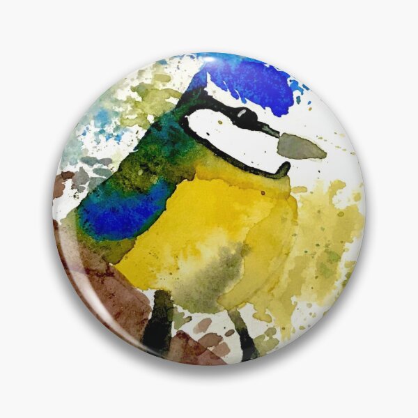 Item preview, blue tit bird watercolor painting designed and sold by Nixiepiks.