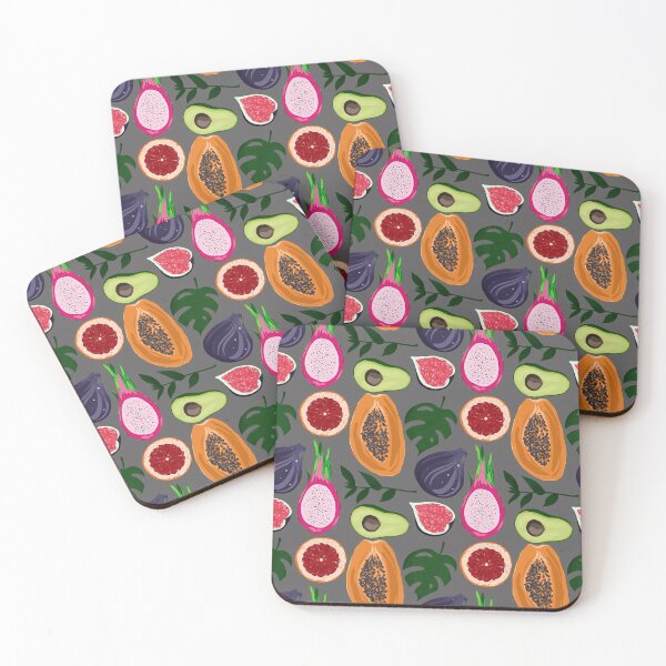 Item preview, Juicy tropical fruits on a gray background designed and sold by Aksena.
