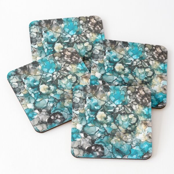 Item preview, Alcohol Ink artwork teal, black and gold accents designed and sold by Lavenna.