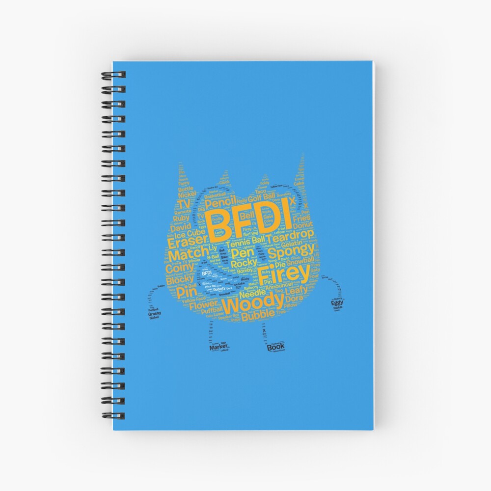 Bfdi Word Cloud Firey Shaped Spiral Notebook For Sale By Tangydreamz Redbubble