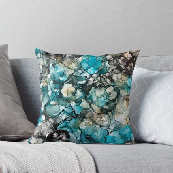 Item preview, Alcohol Ink artwork teal, black and gold accents designed and sold by Lavenna.